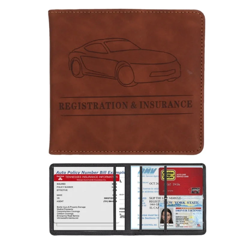 Men's Card Holder, Car Registration Vehicle License Insurance Card Holder Wallet