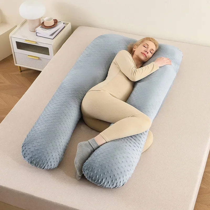 Removable washable pillow soft care pillow side sleep U-shaped pregnant women pillow solid color memory foam waist pillow