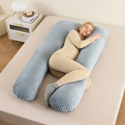 Removable washable pillow soft care pillow side sleep U-shaped pregnant women pillow solid color memory foam waist pillow