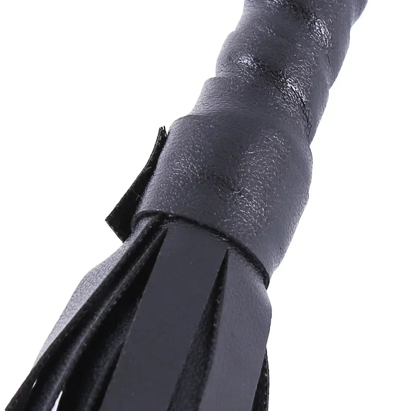 High Quality Pu Leather Pimp Whip Racing Riding Crop Party Flogger Hand Cuffs Queen Black Horse Riding Whip