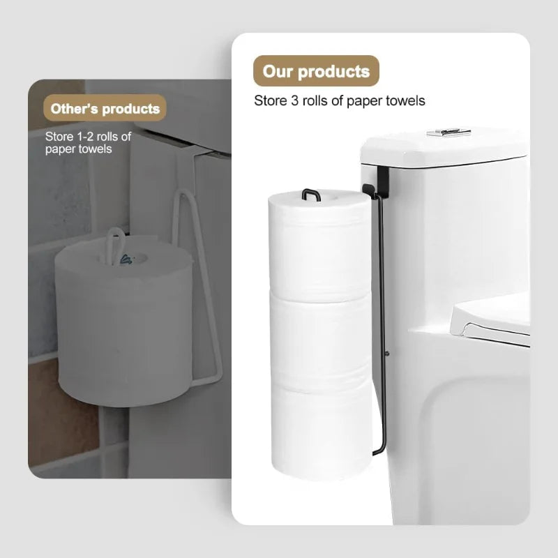 Freestanding Toilet Paper Holder with Storage – Holds 3 Spare Rolls, Heavy-Duty Steel, Chrome Finish, Easy Assembly, Space-Saving Bathroom Organizer