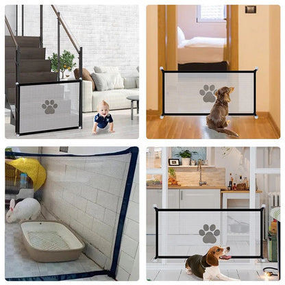 Pet Dogs Baby Safety Fence Cat and Dog Safety Fences Pet Divider Fences Portable Folding Breathable Mesh to Ensure Pet Safety