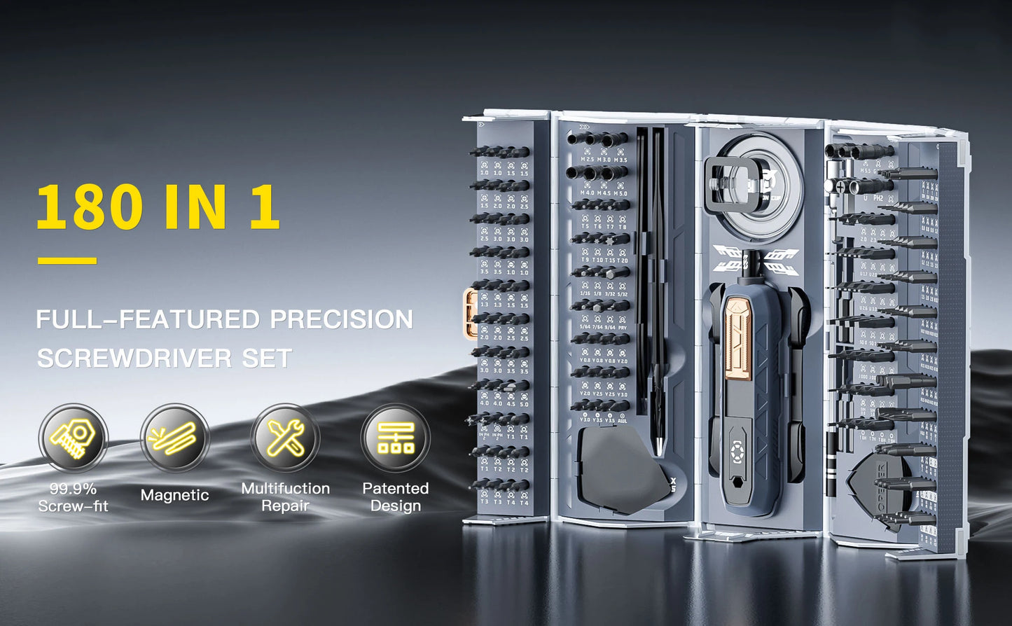 180 in 1 Precision Screwdriver Set Magnetic Drill Bits Professional Hand Repair Tools for iPhone Watch Glasses with Storage Box