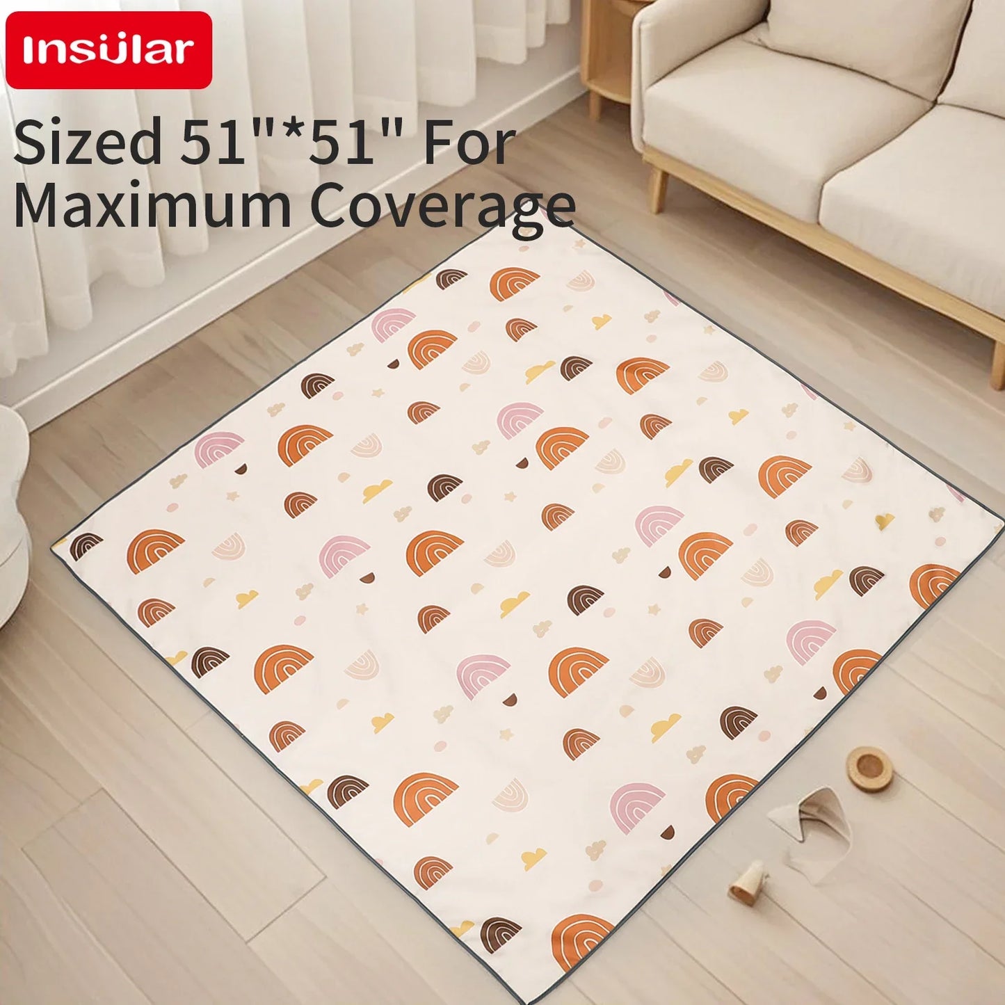 Baby Play Mat, Thicken Foam Cushioned & Waterproof Playpen Mat for Infants and Toddlers, Stylish and Just Wipe-Clean Playmat for Baby Play on Floor