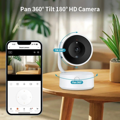 WIFI Tuya Camera Indoor 5MP Baby Monitor Two Way Talk 4X Zoom PTZ 360°  Surveillance Cameras Support Alexa Google Smart Life