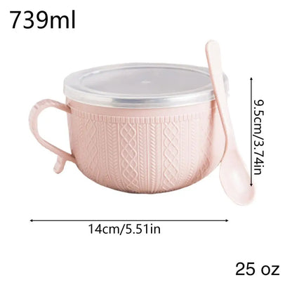 Large Soup Mug 25oz Cup Bowl with Lid Large Soup Mug Dinnerware for Travel Tea Christmas Cafe Oats Lunch Noodle Sandwich