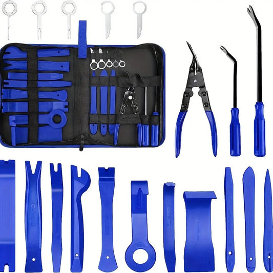 19Pcs Trim Removal Tool Set Clip Plier Upholstery Remover Nylon Car Panel Removal Set with Portable Storage Bag