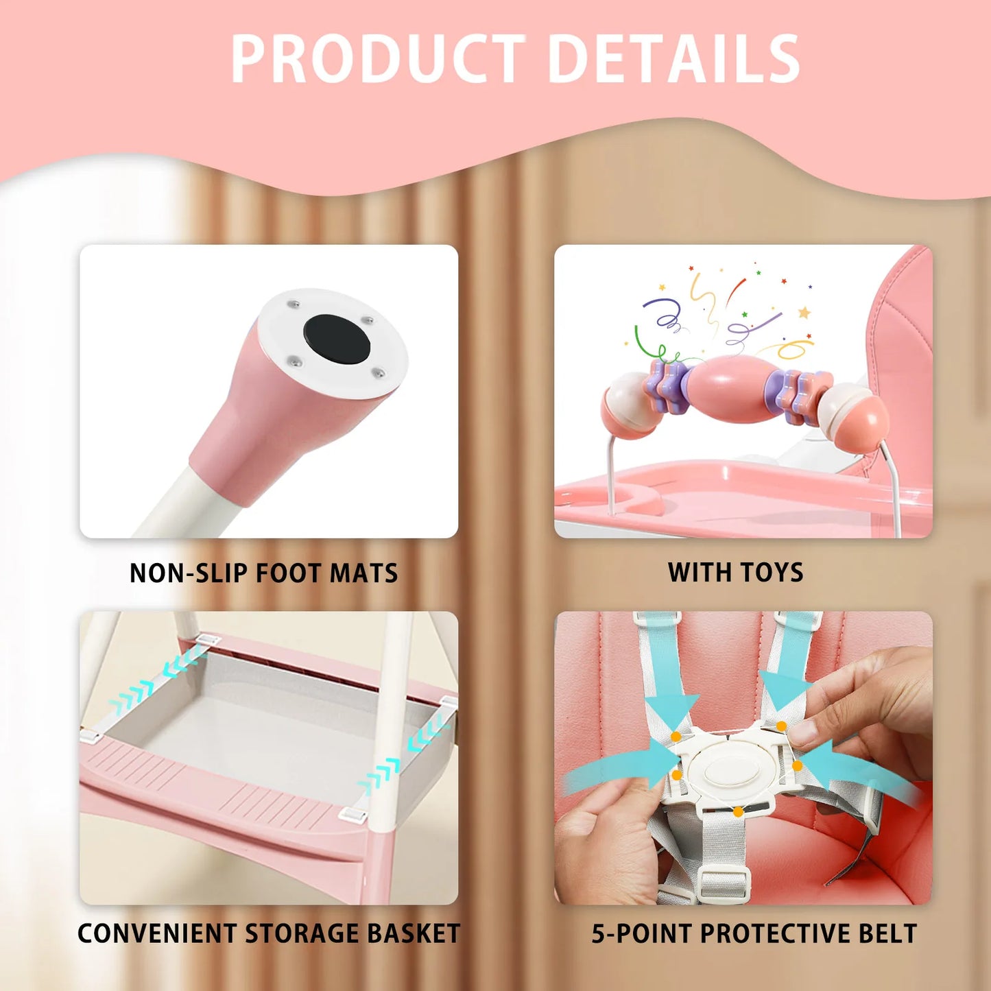 Baby High Chair, Convertible Infant Feeding Chair for Babies & Toddlers Table, Dining Booster Seat with Removable Tray