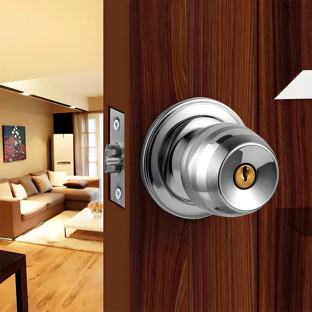 Door Knobs,Privacy Door Knob with Lock, Interior Doorknobs Silver, Keyless Door Locks Set for Bedrooms Bathrooms, Reversible for Left/Right Door Handle