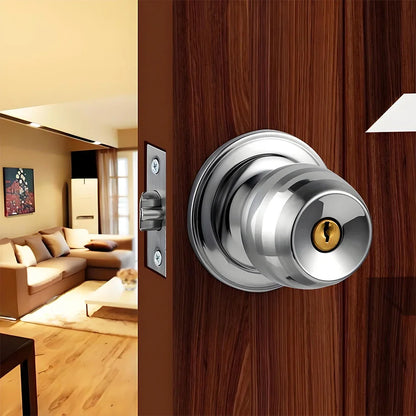 Door Knobs,Privacy Door Knob with Lock, Interior Doorknobs Silver, Keyless Door Locks Set for Bedrooms Bathrooms, Reversible for Left/Right Door Handle