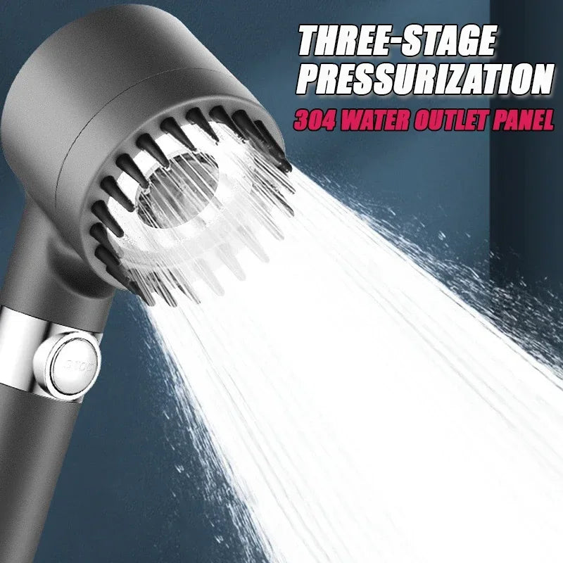 Filtered Shower Head with Handheld, High Pressurized Filter Shower Head 3-mode Adjustable Spray with Massage Brush Rain Faucet Bathroom Accessories