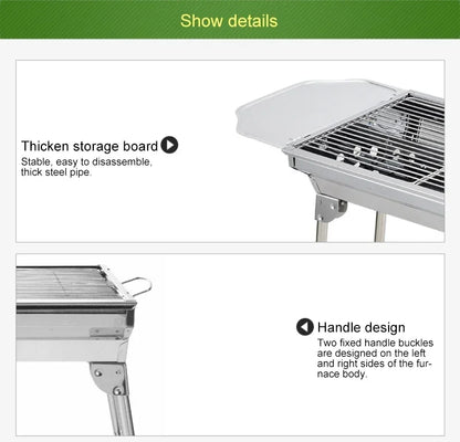 Stainless Steel Charcoal Grill Barbecue Tool Portable Free Installation Handle Folding  BBQ Cooking Grid  For  Park