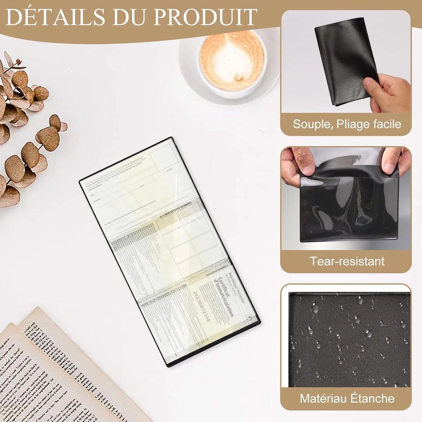 Lot of 1/2 Black Assurance Card Pouch - Certificate of Registration Protection Case Transparent Plastic Wallet for Documents