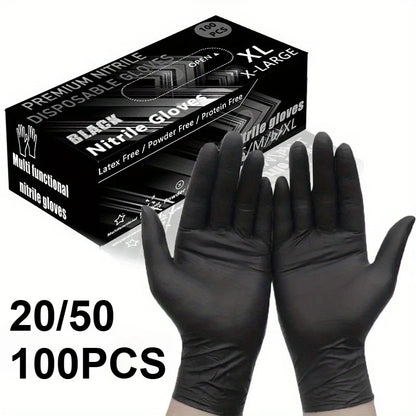20/50/100PCS Disposable Nitrile Exam Gloves for Auto, Tattoo, Dentistry, Catering, 4.3 mil - XL, Black (Case of 1000)