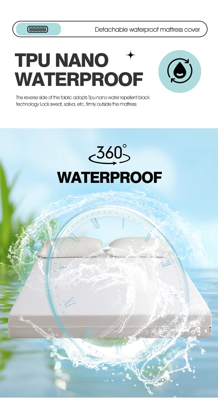Waterproof Mattress Protector with Zipper Soft & Breathable & Noiseless Antibacterial, Anti-mite Mattress Cover , Queen/King