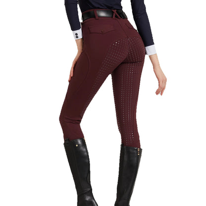 Professional equestrian pants full silicone quick-dry elastic tight equestrian sports pants anti-slip riding pants thick wear-re