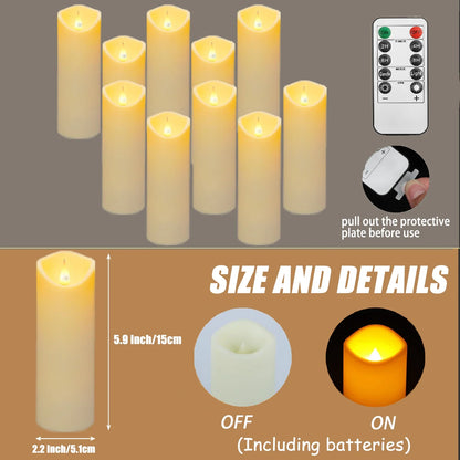 10-240pcs Battery Operated Flickering LED Pillar Candles with Remote and Timers Fake Flameless Candle for Wedding/Holiday Decor
