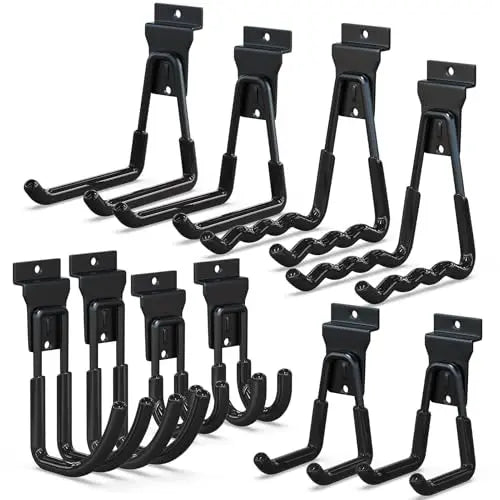 18 Pcs Garage Hooks Heavy Duty - Garage Storage and Organization Ladder Hooks with Non Slip PVC Coating for Hanging Bike，Ladder，Garden Tools，Hose