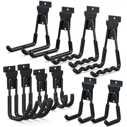 18 Pcs Garage Hooks Heavy Duty - Garage Storage and Organization Ladder Hooks with Non Slip PVC Coating for Hanging Bike，Ladder，Garden Tools，Hose
