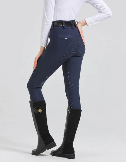Professional equestrian pants full silicone quick-dry elastic tight equestrian sports pants anti-slip riding pants thick wear-re