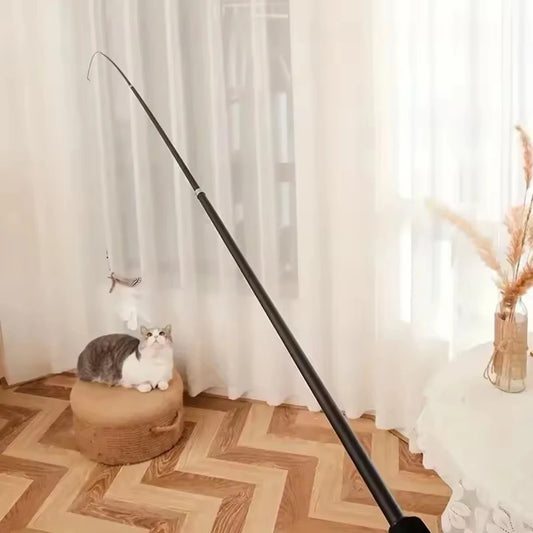 Cat Play Long Extendable Pole Cat Toy with Artificial Feathers Pet Supplies for Cats Pet Toy