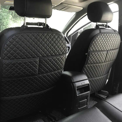 Universal Car Anti Kicks Pad With Organizer Pocket Leather Seat Back PU Leather Protector Cover Waterproof Child Kick Mats