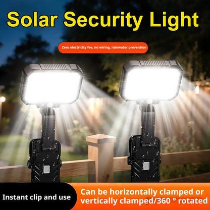 Clip On Solar Lights Outdoor COB LED Security Light Solar Charging 360° Rotatable Rainproof Motion Sensor Auto On/Off For Outdoor