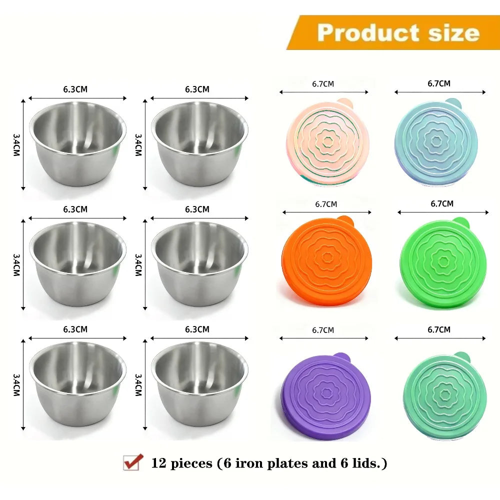 12pc 304 Stainless Steel Food Containers with Leakproof Lids - Dishwasher Safe Salad Dressing Cups for Meal Prep, Bento & Picnic