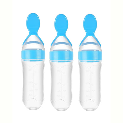 90ml/3oz Baby Silicone Spoon Feeder,Rice Paste Silicone Bottle,Squeeze Food Feeder for Infant-Perfect for Outside and Home