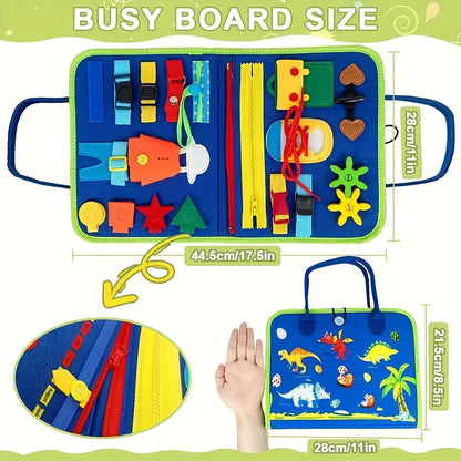 Busy Board & Busy Book for Kids – Sensory & Learning Travel Toy for Airplane & Car, Preschool Learning Toys, Ideal Gifts