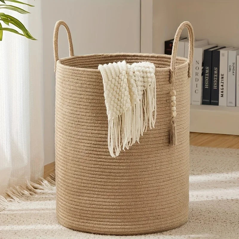 Large Storage Basket for Organizing, Woven Rope Basket for Shelves, Closet Organizer Bins for Clothes, Blanket, Toys, Baby Nursery Storage