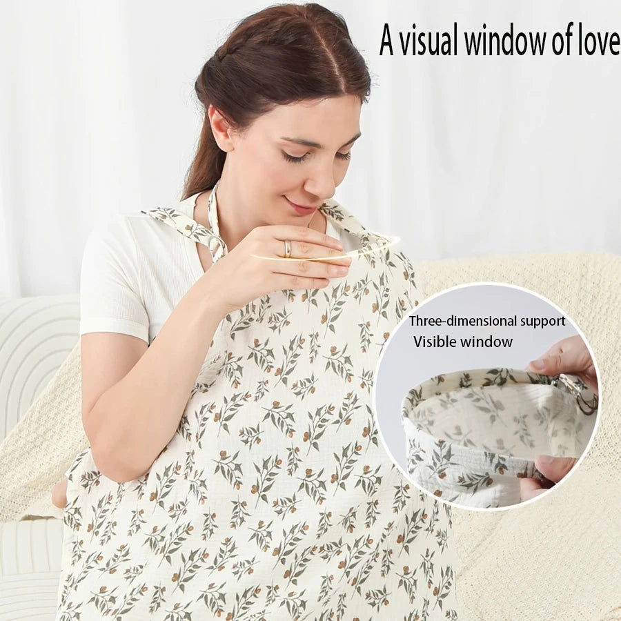 1Pc Gauze Nursing Cover, Nursing Apron, Multi-Purpose Car Seat Stroller Cover, Multi-Color Optional, Breathable 100% Nursing Cover Cloth Artifact, Outdoor Anti-Exposure Nursing Towel When Going Out. Perfect Gift for Mom.