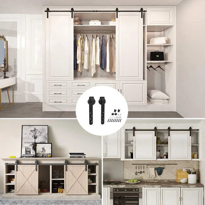 Heavy Duty Sturdy Sliding Barn Door Hardware Kit-Smoothly and Quietly-includes Detailed Installation Hardware Kits For Cabinet Doors Rail Set Smooth Silent Easy Installation