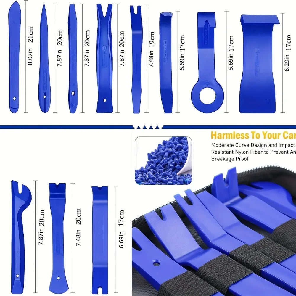 19Pcs Trim Removal Tool Set Clip Plier Upholstery Remover Nylon Car Panel Removal Set with Portable Storage Bag