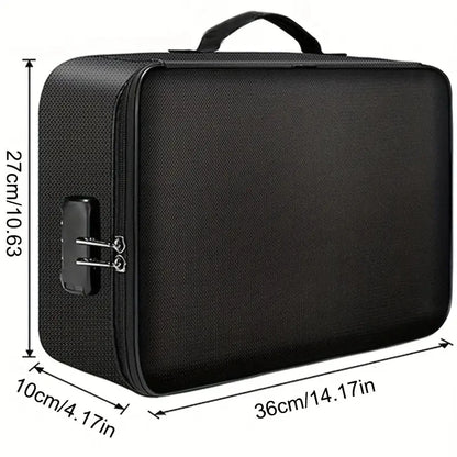 Fireproof Document Box, Hard Case File Box with Fireproof Zipper＆Lock, Heat Insulated Fire and Water Resistant File Organizer Storage Safe for Important Documents Laptop Cash