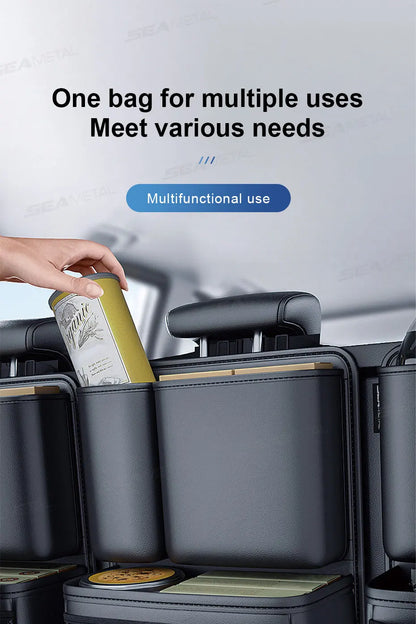 SEAMETAL Leatherette Car Trunk Organizer Large Capacity Seat Back Storage Bag with 4 Pockets Multifunction Use for Car Trunk SUV