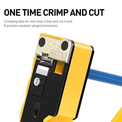 RJ45 Crimp Tool Kit Pass Thru Ethernet Crimper for Cat5e Cat6 Cat6a 8P8C Modular Connectors, All-in-One Cat6 Crimping Tool and Tester