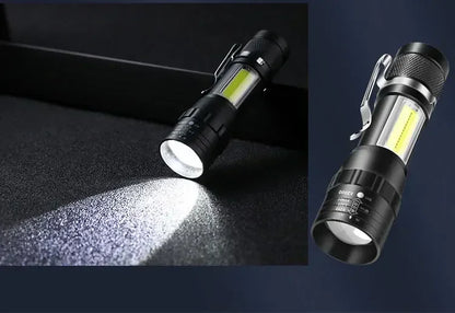 3 PCS Mini LED COB Flashlight Portable Rechargeable Torch with Pen Clip Zoomable Waterproof Light Tactical Lamp Camping Lantern