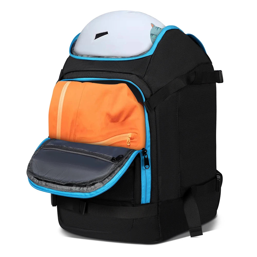 50L Ski Boot Bag with Rubberized Exterior/Waterproof Bottom for Skis, Snowboard, Ski Helmet, Accessories