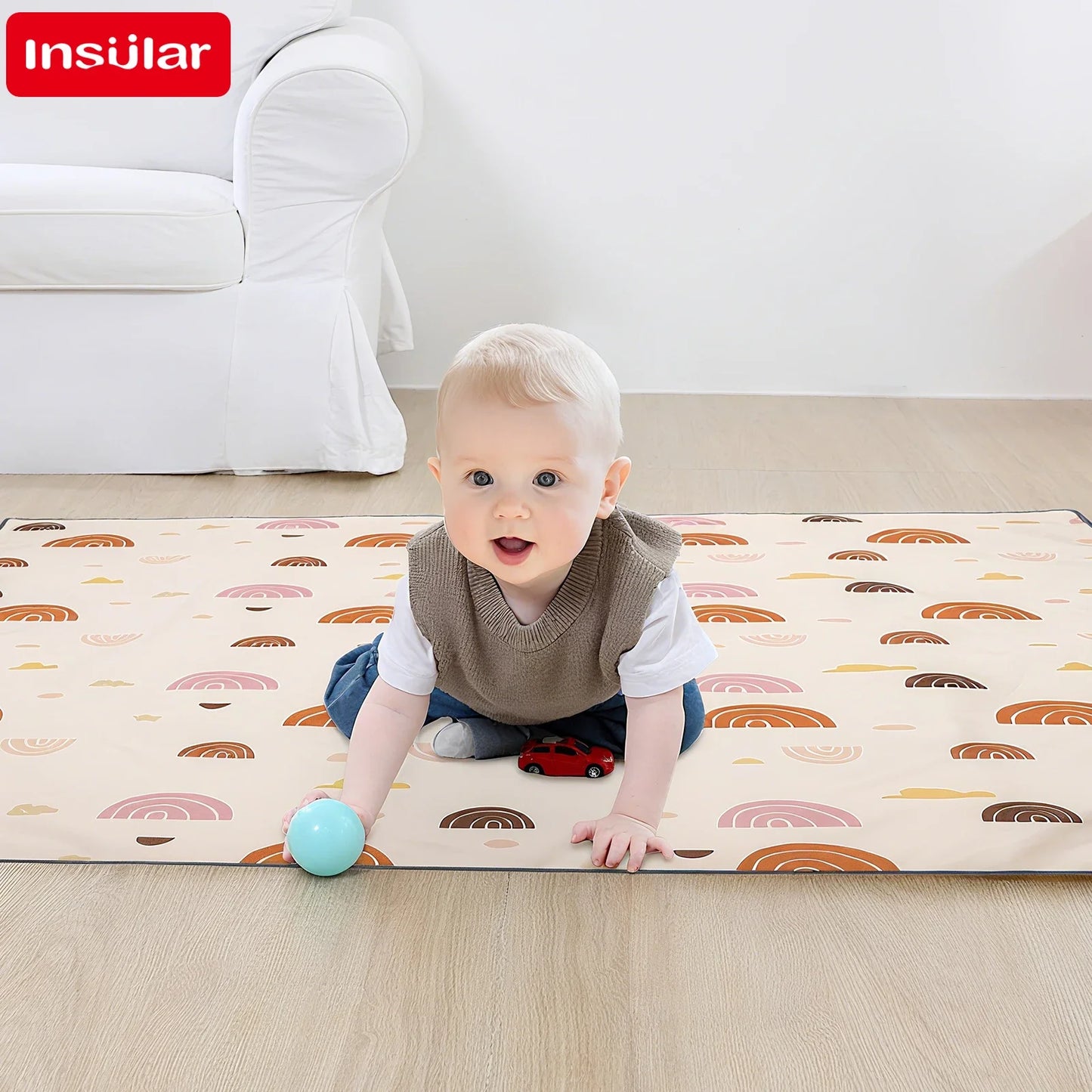 Baby Play Mat, Thicken Foam Cushioned & Waterproof Playpen Mat for Infants and Toddlers, Stylish and Just Wipe-Clean Playmat for Baby Play on Floor