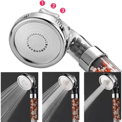 Filtered Shower Head with Handheld, New 3 Functions High Pressure SPA Water Saving Handheld Rainfall Anion Filter Shower