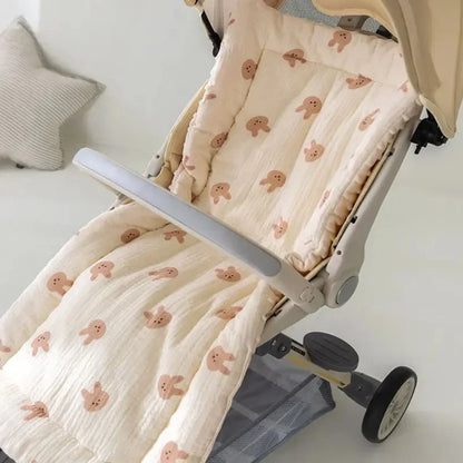 Cartoon Bear Baby Stroller Seat Cushion Cotton Soft Newborn Car Seat Pad Infant Pushchair Mattress Mat Kid Pram Accessories