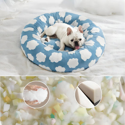 Donut Large Dog Bed, Cute Round Calming Dog Bed with Removable Washable Cover, Orthopedic Pet Beds