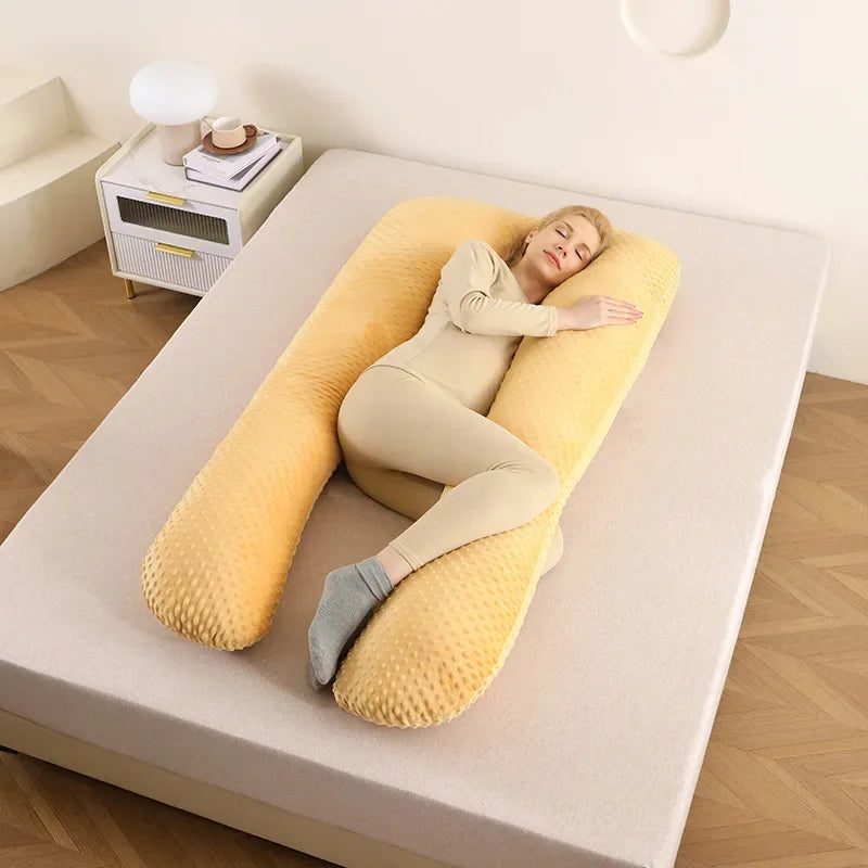 Removable washable pillow soft care pillow side sleep U-shaped pregnant women pillow solid color memory foam waist pillow