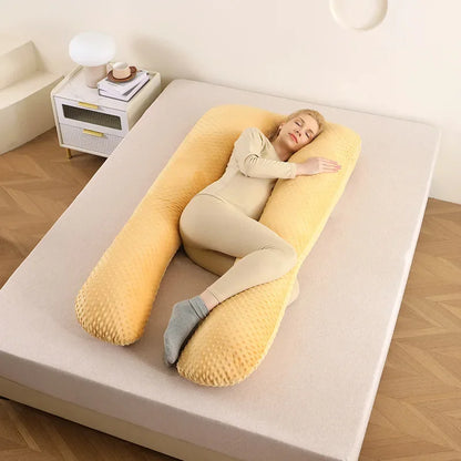 Removable washable pillow soft care pillow side sleep U-shaped pregnant women pillow solid color memory foam waist pillow