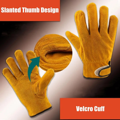 Heat Resistant Cowhide Welding Gloves Leather Reinforced Safety Work Gloves for Men Women Fireplace Stove BBQ Gear Driver Gloves