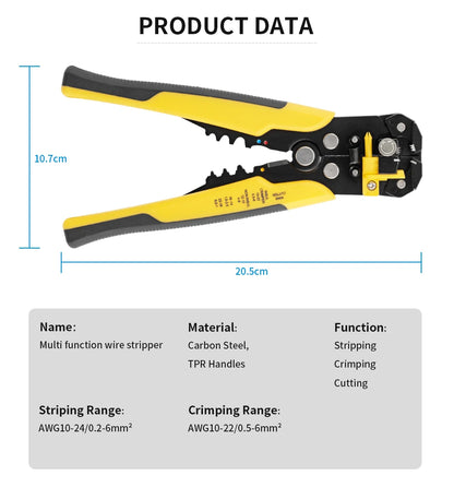 Crimper Cable Cutter Adjustable Automatic Wire Stripper Multifunctional Stripping Crimping Pliers Terminal Hand Tool