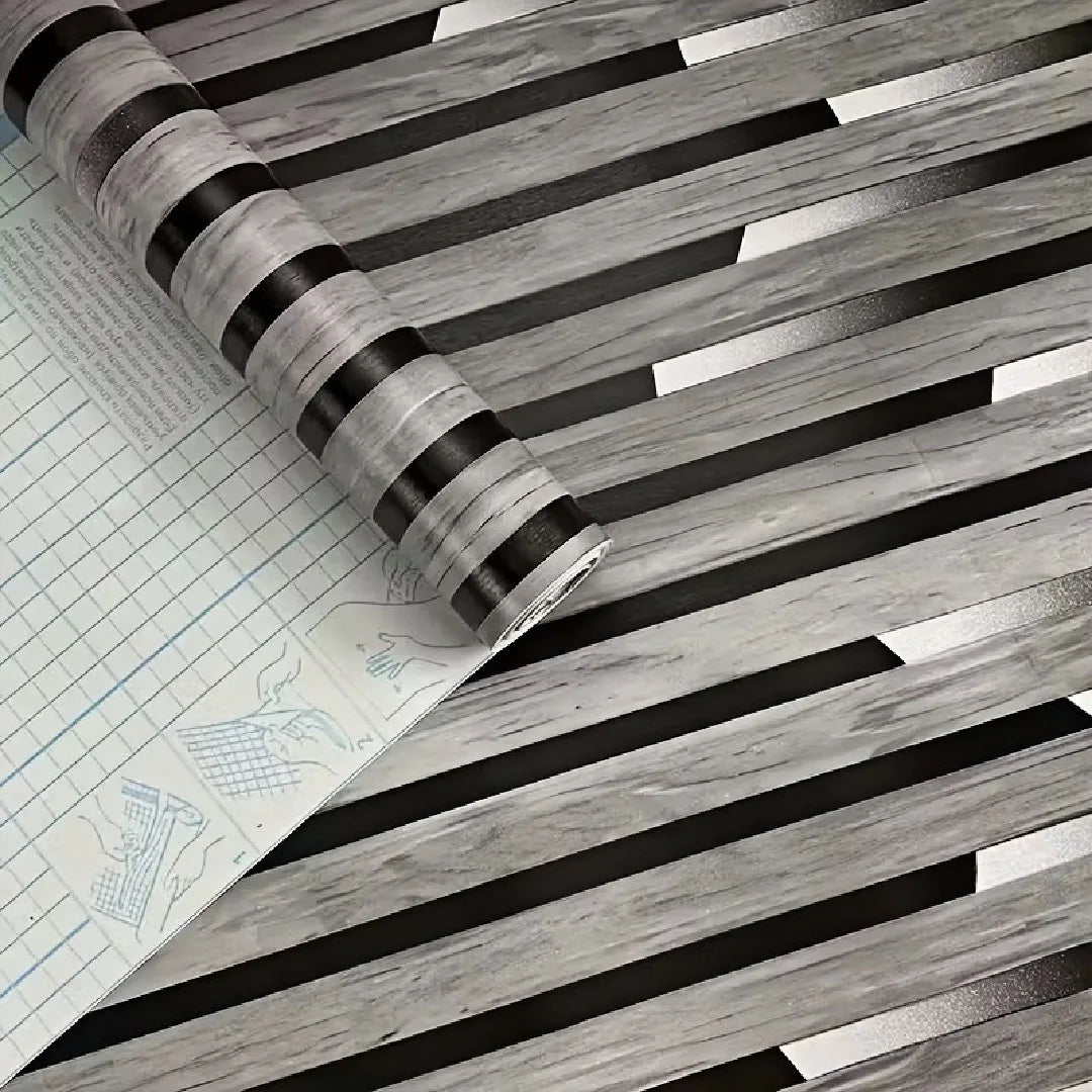 Wood Slat Wallpaper Peel and Stick Wood Grating Stripe Self-Adhesive Wallpaper Faux Wood Contact Paper Self Adhesive Home Decor