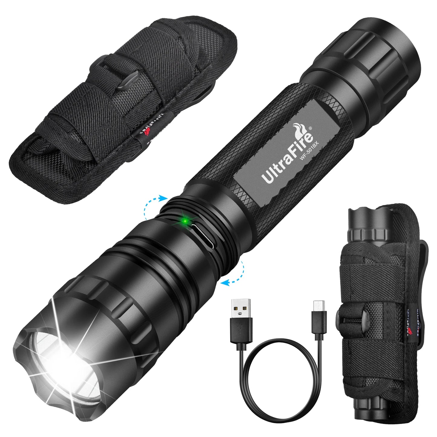 Tactical Flashlight 1200 High Lumen Duty Belt Flashlight for Law Enforcement, Premium Police Flashlight with Holster for Duty Belt,led Flashlight Gifts