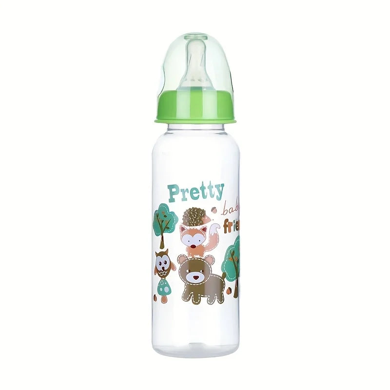 1PC Cute Animal Themed Baby Bottle Set with Food Grade Silicone Nipple Standard Caliber Anti-Drop Natural Touch for Infants